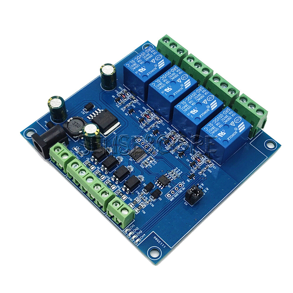 Modbus RTU DC 7V-24V 4 Channel Relay Control Switch RS485/TTL UART Module-