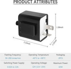 2PCS 12V LED Flasher Relay 2 Pin,Adjustable Turn Signal Relay for Repairing