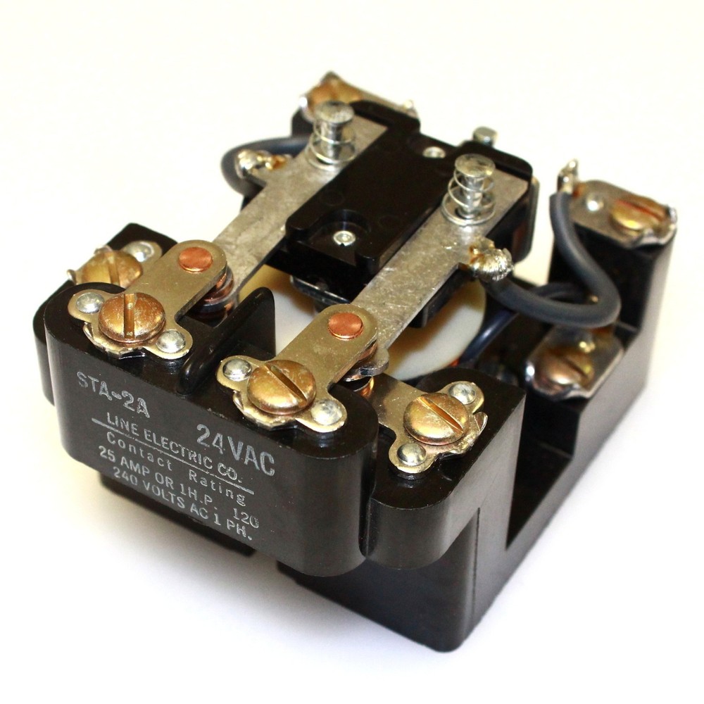 LINE ELECTRIC STA-2A-24VAC dpdt 24VAC 25A open-frame heavy-duty power relay Qty1