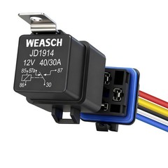12V 40A/30A Waterproof Relay Kit, with 12 AWG Harness Socket, 5 Pin SPDT Heav…