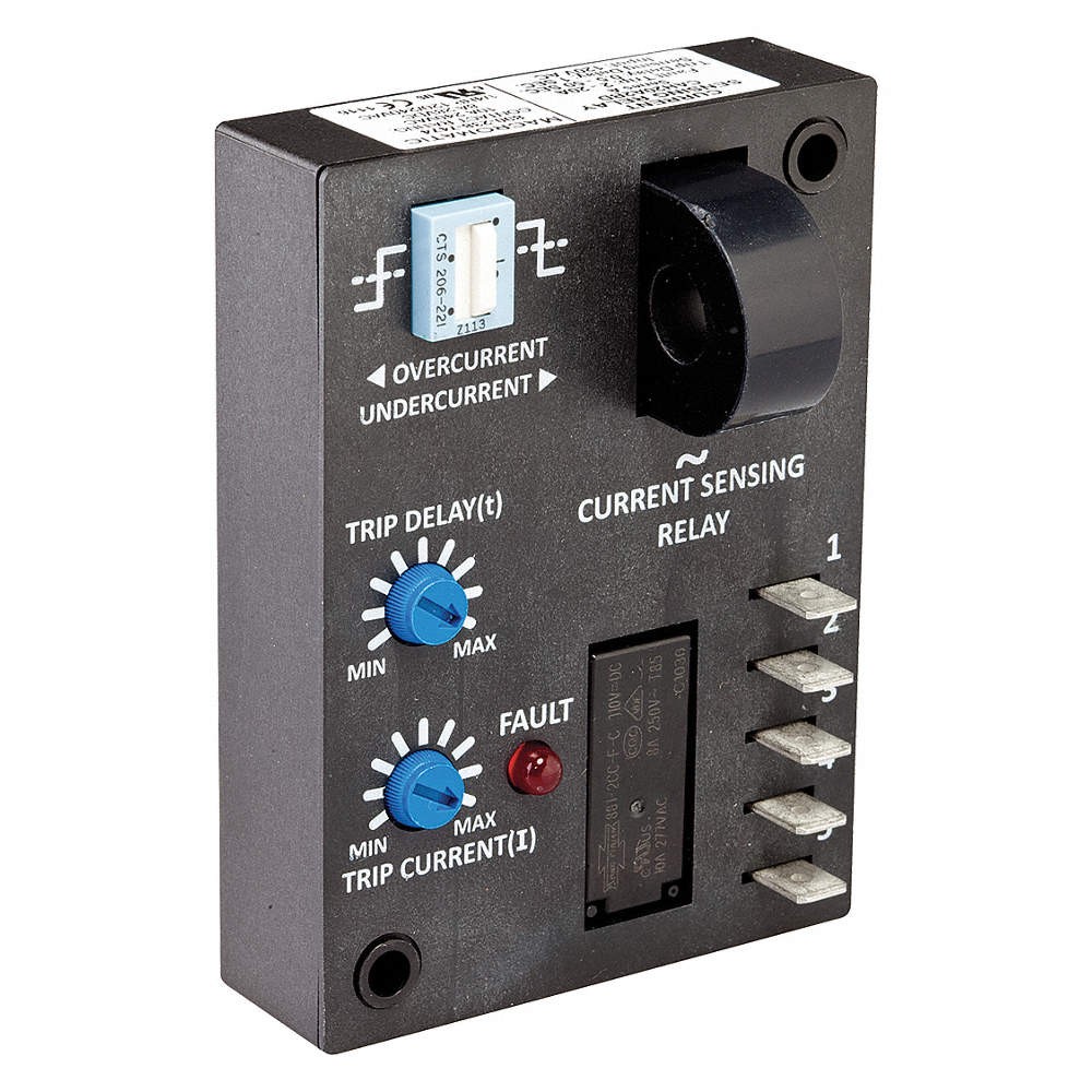 DAYTON 6C057 AdjCurrentSensorRelay, 10A, 240VAC, 4Pin 6C057
