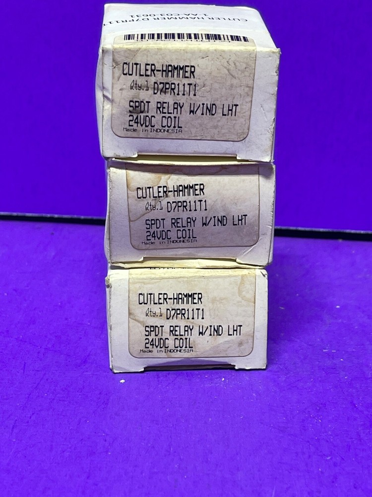Cutler Hammer D7PR11T1 SPDT Relay W/ Indicator Light 24VDC Coil [Lot of3]