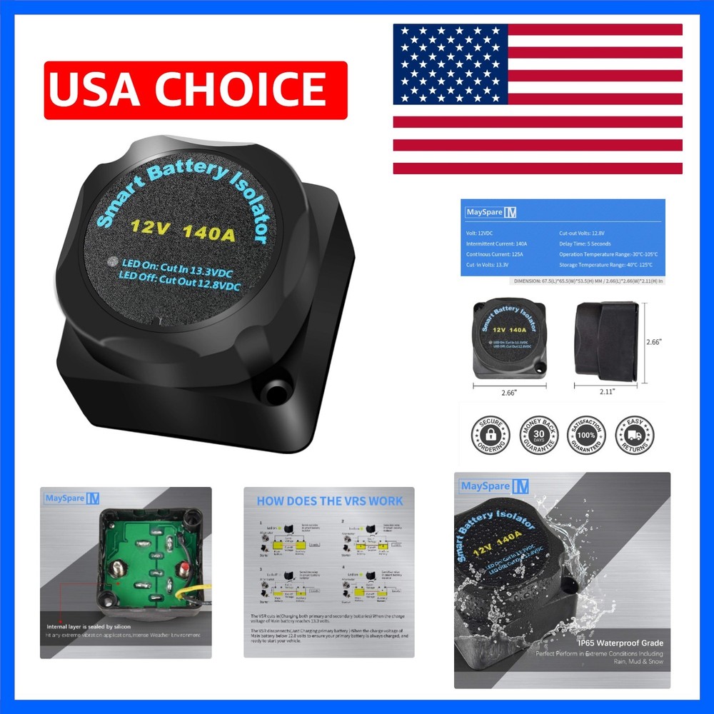 12V 140Amp Voltage Sensitive Relay VSR Double Battery Automatic Charging Rela…