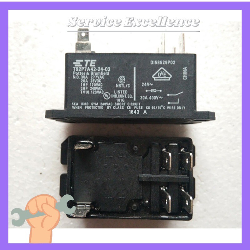 TYCO-T92P7A42-24-03 1X Power Relay 24VDC 6Pin 30A 277VAC Fast Delivery