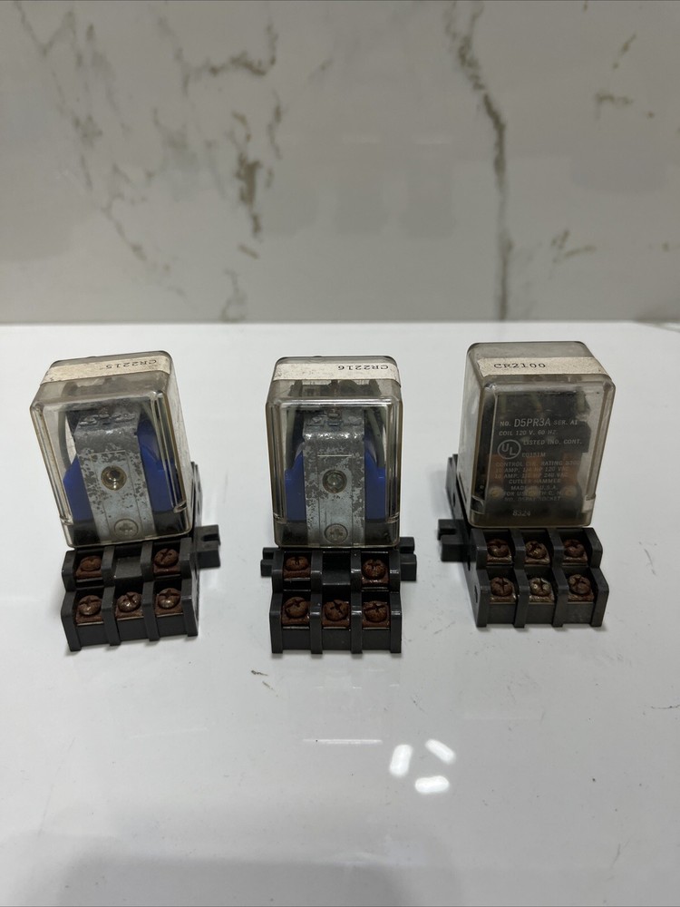 (LOT OF 3) Cutler Hammer D5PA1 Ser. A2 Terminal Relay Socket W/ D5PR3A #4024F272