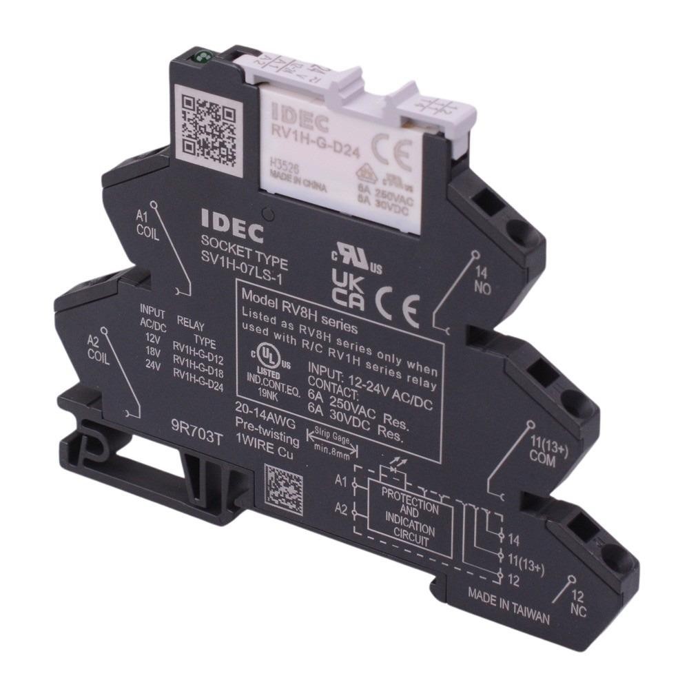 RV8H-S-AD24 DIN Mount 24V 8mm Slim Interface Relay Spring Clamp SPDT IDEC