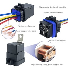 5 Pack 12V DC 40/30 AMP Waterproof Relay Harness Tinned Copper Wires 5-PIN SPDT