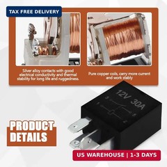 4Pcs 4 Pin 12V 30A Relay, Car Starter Switch Relays, Multi Purpose Auto Fuel Pum