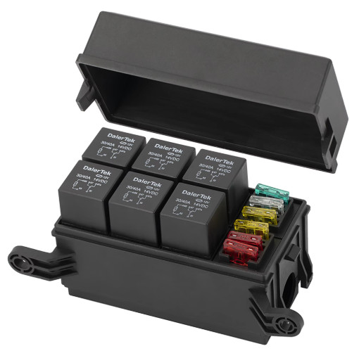 12V 6 Way Relay Box Fuse Block ATC ATO Relay Block Waterproof Car Universal