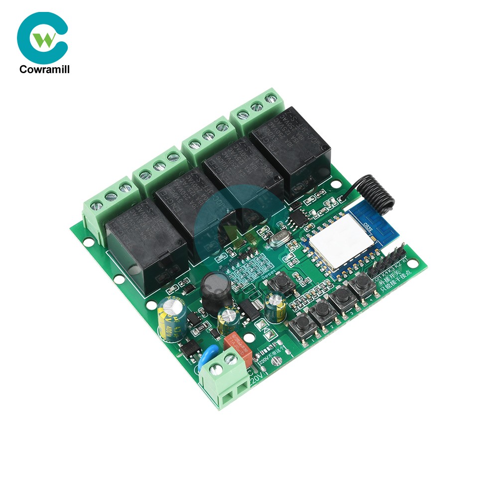 AC220V 3Mode 4Way WiFi Remote Control Relay Switch Module 433MHz Works with Tuya