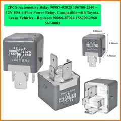 2PCS Automotive Relay 156700-2540 – 12V 80A 4-Pins Power Relay, Compatible wi…