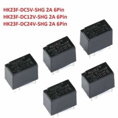 Black Mini Power Relays HK23F-DC5V 12V 24V-SHG 2A 6-Pin Replace G5V-1-5VDC