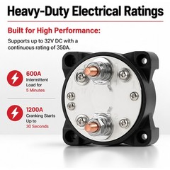 Heavy Duty 32V Dual Battery Switch Waterproof Isolator fits Marine RV Truck 4