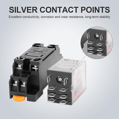 2 Pcs Electromagnetic Power Relays, Green Indicator Light, 8-Pin DPDT 10 a 24 VD