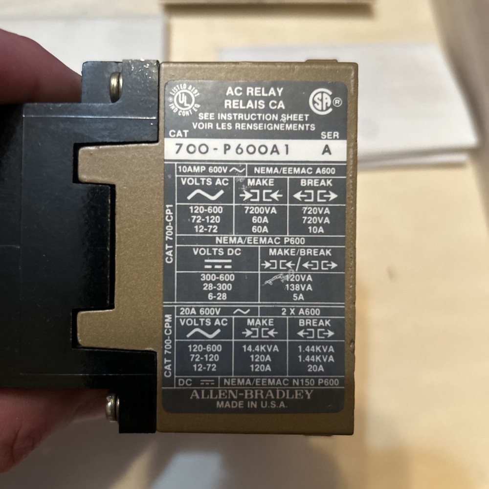 Allen Bradley 700-P600A1 Type P Control Relay. 6 N.O Contacts. Brand New!