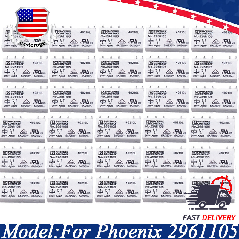 24VDC 6A 250VAC 5-Pin For No.2961105 Phoenix Contact Power Relay (Pack of 30)