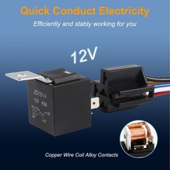 DIANN 2pcs Car Relay with Harness 12V 40A 5 Pin SPST Harness Sockets with Col…