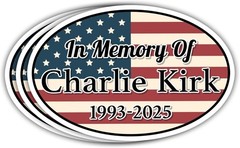 3-Pack 3 Inch Charlie Kirk Memorial Stickers, Patriotic Decal for La Color: A1