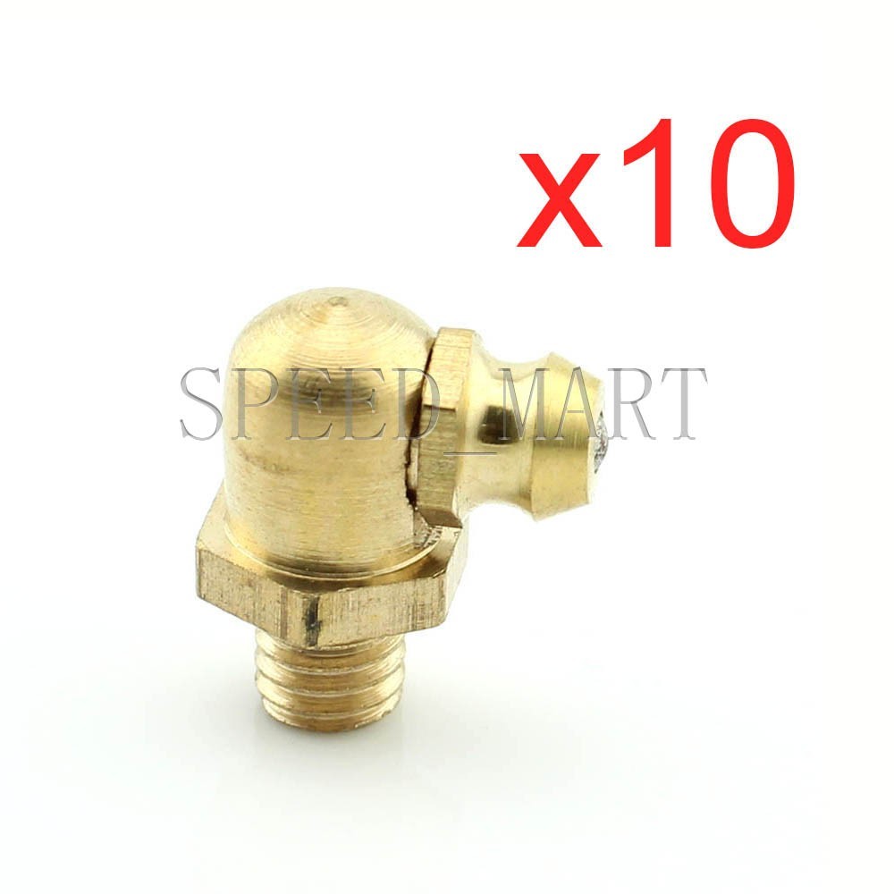 10 pcs M6 Male Thread 90 Degree M6 Brass Hydraulic Grease Nipple Fitting Hi-Q