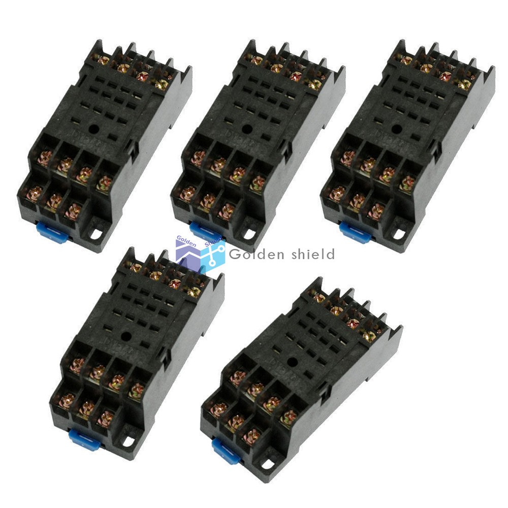 5Pcs DYF14A DIN Rail Mount 14 Terminals Relay Socket Base
