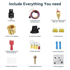 Electric Fan Relay Kit 60 AMP Waterproof Relay Kit with Temperature Sensor.