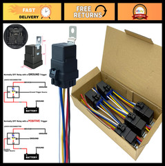 12VDC Waterproof 5-Pin Automotive Relay Kit – 40/30AMP with Built-in Diode