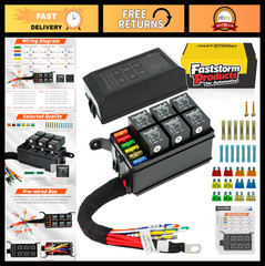 6 Way Waterproof Relay Box with Diodes, Pre-Wired 12V Automotive Relay Panel, Fu