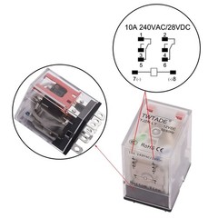 Electromagnetic Power Relay, 8-Pin 10 AMP 24V AC Relay 24V, 8PIN-10A-2PCS