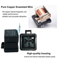 6 Pack 40/30 AMP 12V DC Waterproof Relay Kit with Heavy-Duty Pigtail, 5-PIN S…