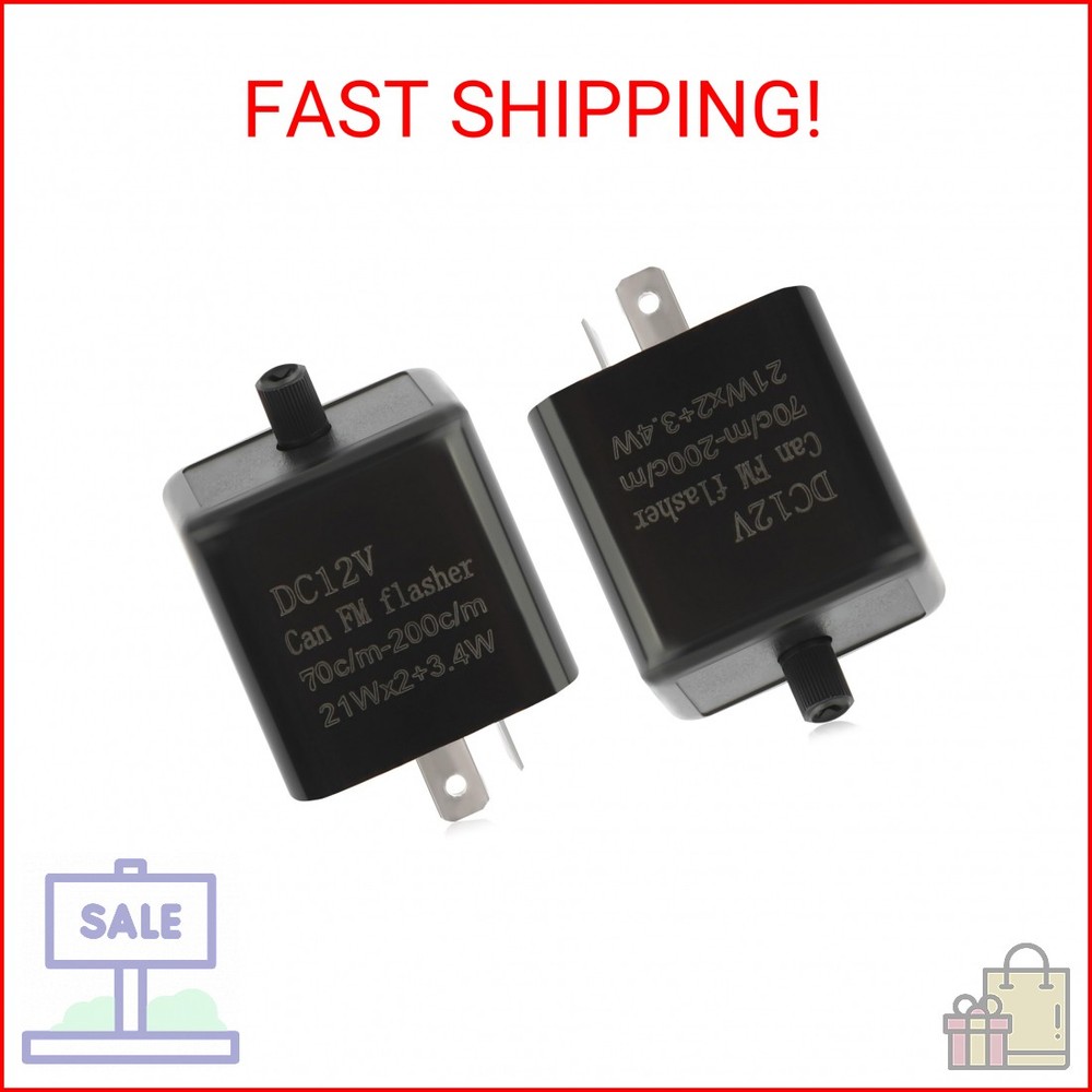 2PCS 12V LED Flasher Relay 2 Pin,Adjustable Turn Signal Relay for Repairing Moto