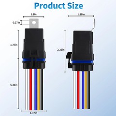 5-Pin Waterproof Relay Kit 40/30 AMP 12V Relay Switch with Harness 12&16 AWG Tin