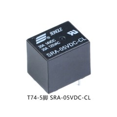 Mini Relays SRA-05V 12V 24VDC-CL T74 Power Relays 5V/12V/24V DC 20A 5-Pins Black