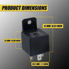 JD1912 Relay 4 Pin 40A 12V SPST Car Truck Van Motorcycle Boat Relay Pack of 2…