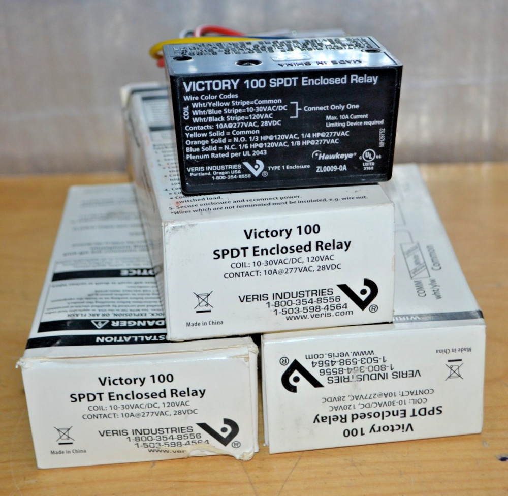 lot of 4 ~ Veris Victory 100 SPDT Enclosed Relay 10-30VAC/VDC 120V 10AMP ~ (E)