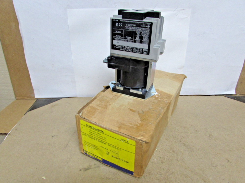 Square D 8501X040 Control Relay, 600 VAC, 4 N/O Contacts 48V COIL ,NEW – IN BOX