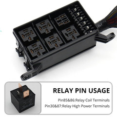 12V Relay Fuse Box Block, Pre Wired Relay Box, with 6 (5 * 5Pin, 1 * 4Pin) Relay
