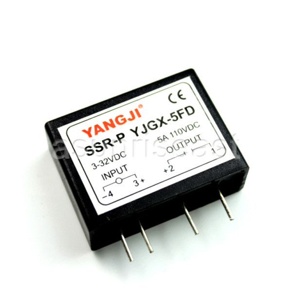 PCB Mount 5A SSR Solid State Relay DC Control DC Input DC3-32V Output DC5-110V