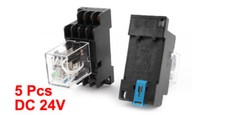 5pcs DC 24V Coil 4PDT 14Pin 35mm DIN Rail Electromagnetic Power Relay HH54PL