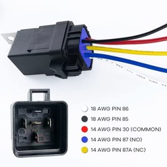 5 Pack 12V DC 40/30 AMP Waterproof Relay Harness Tinned Copper Wires 5-PIN SPDT