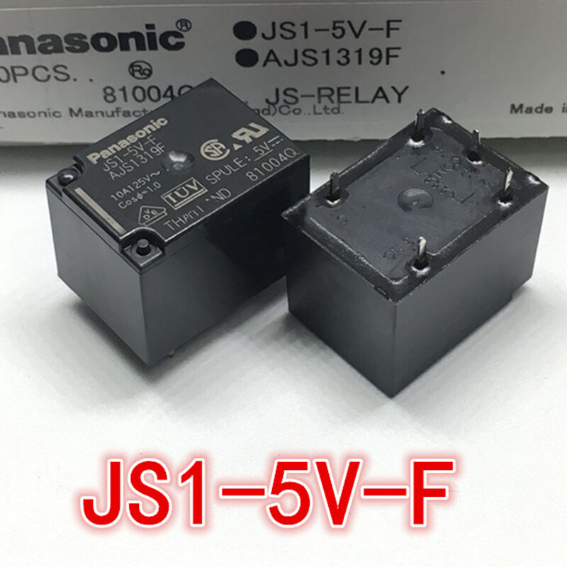 10Pcs PANASONIC JS1-5V-F AJS1319F 5VDC Power Relay 10A 277VAC 5Pin NEW