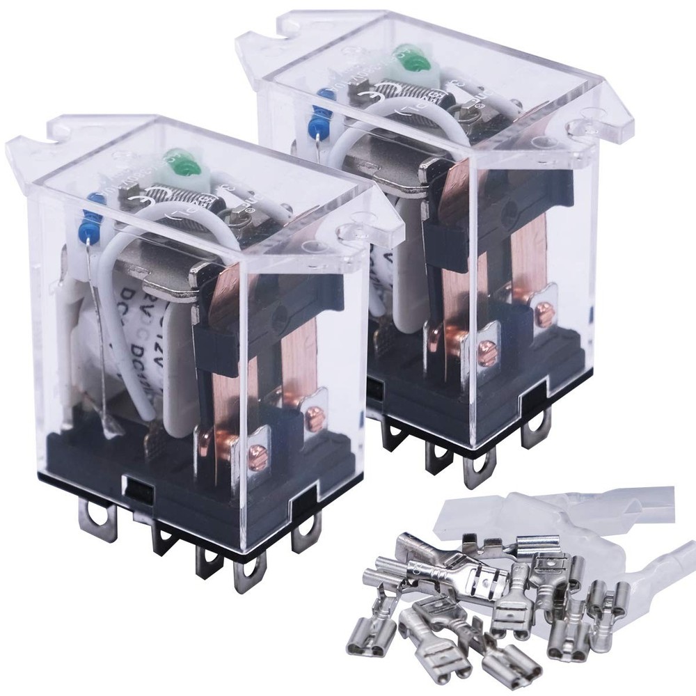 2 Pcs DC 12V General Purpose Relay Coil 8 Pin 10A Electromagnetic Power Relay
