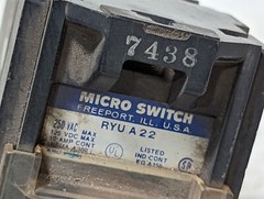 Micro Switch RYUA22, 250VAC max, 125VDC max, 10A cont