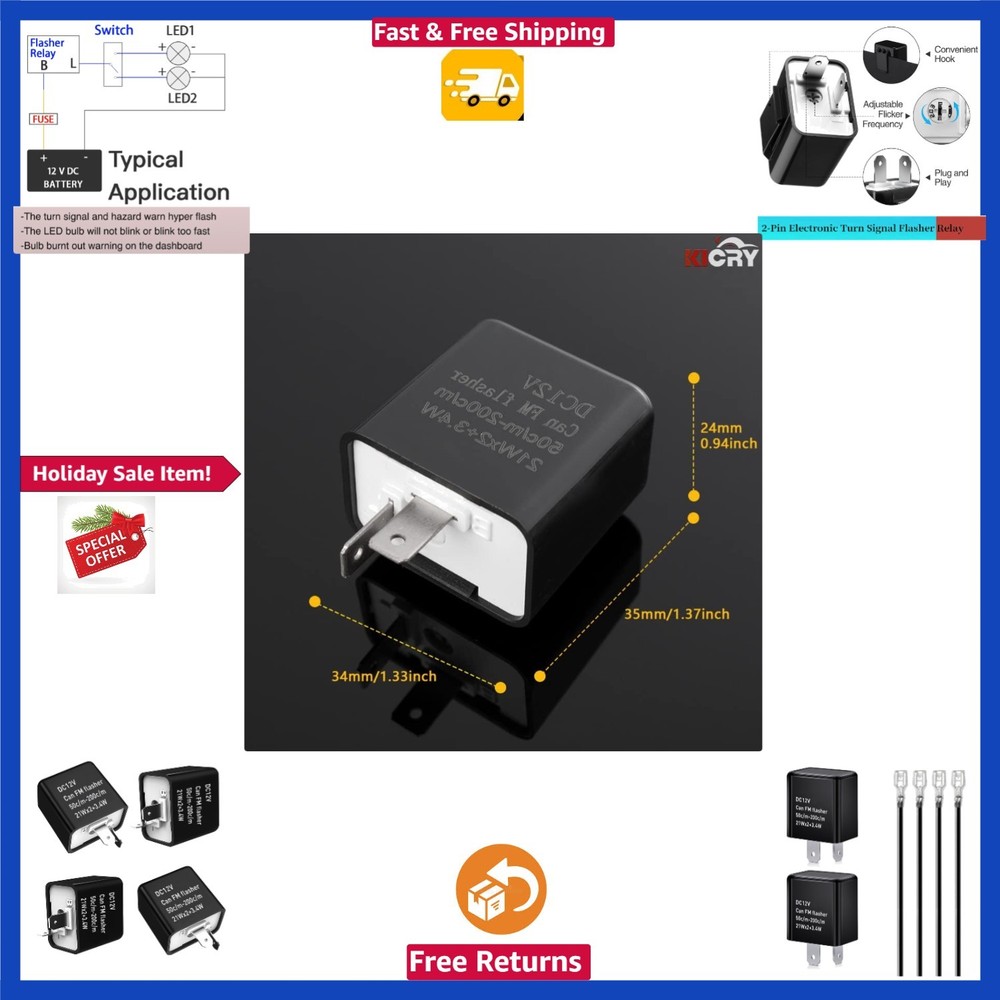 12V Speed Adjustable LED Electronic Flasher Relay – Perfect for Cars and Bikes
