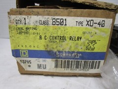 SQUARE D 8501 X040 AC CONTROL RELAY 480v Coil. Series A **NEW**