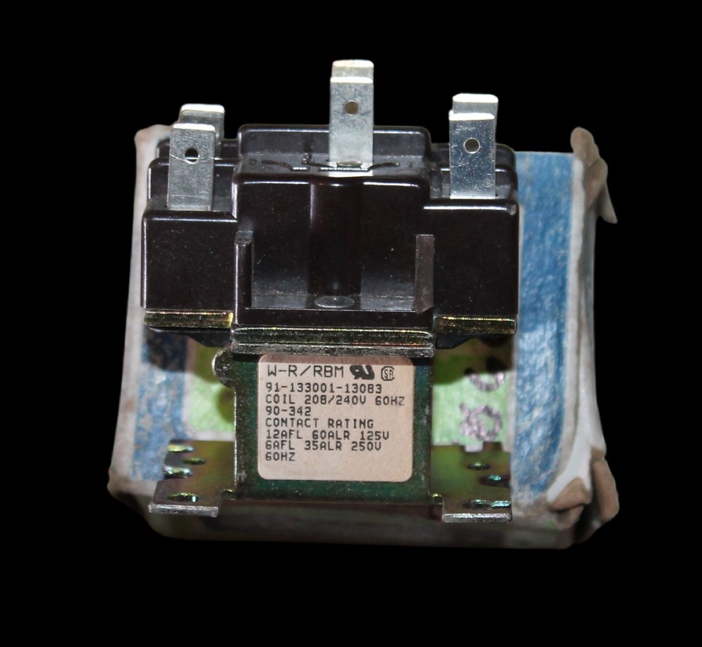 White-Rodgers Relay, 12 A, 250 VAC, 208/240 V, 1.90 in. L x 2.10 in. W x 2.40 in