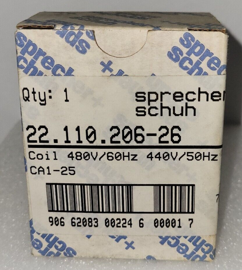 Sprecher + Schuh 22.110.206-26 440V-480V Coil — New Old Stock