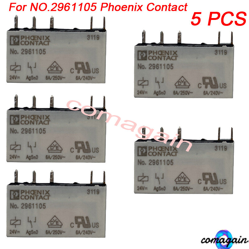 5x Replacement For Phoenix Contact NO.2961105 Power Relay 6A 24VDC 5-Pins 250VAC