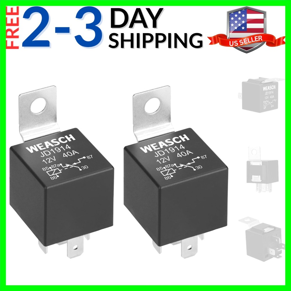 2 Pack JD1914 Car Relay, 12V 40A, 5 Pins SPDT, Automotive Switches and Starte…