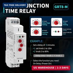 Multifunction Time Relay, 16A Delay ON Off GRT8-M1 AC DC 12-240V with 10 Relay T