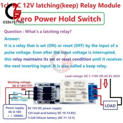 DC 12V 10A Magnetic Latching Relay Module Bistable Self-locking Flip-Flop Board